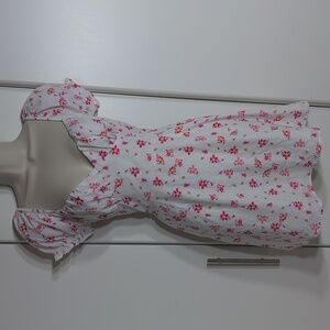 Princess Polly Ruth Puff Sleeve White Pink Floral Print Mini Dress Size 6